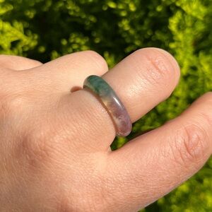 Size 7.5 3 color moss agate‎ ring